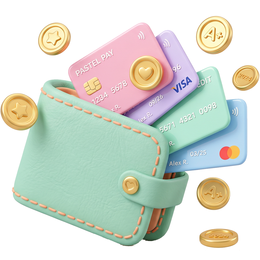 Fluo Wallet mockup 3D